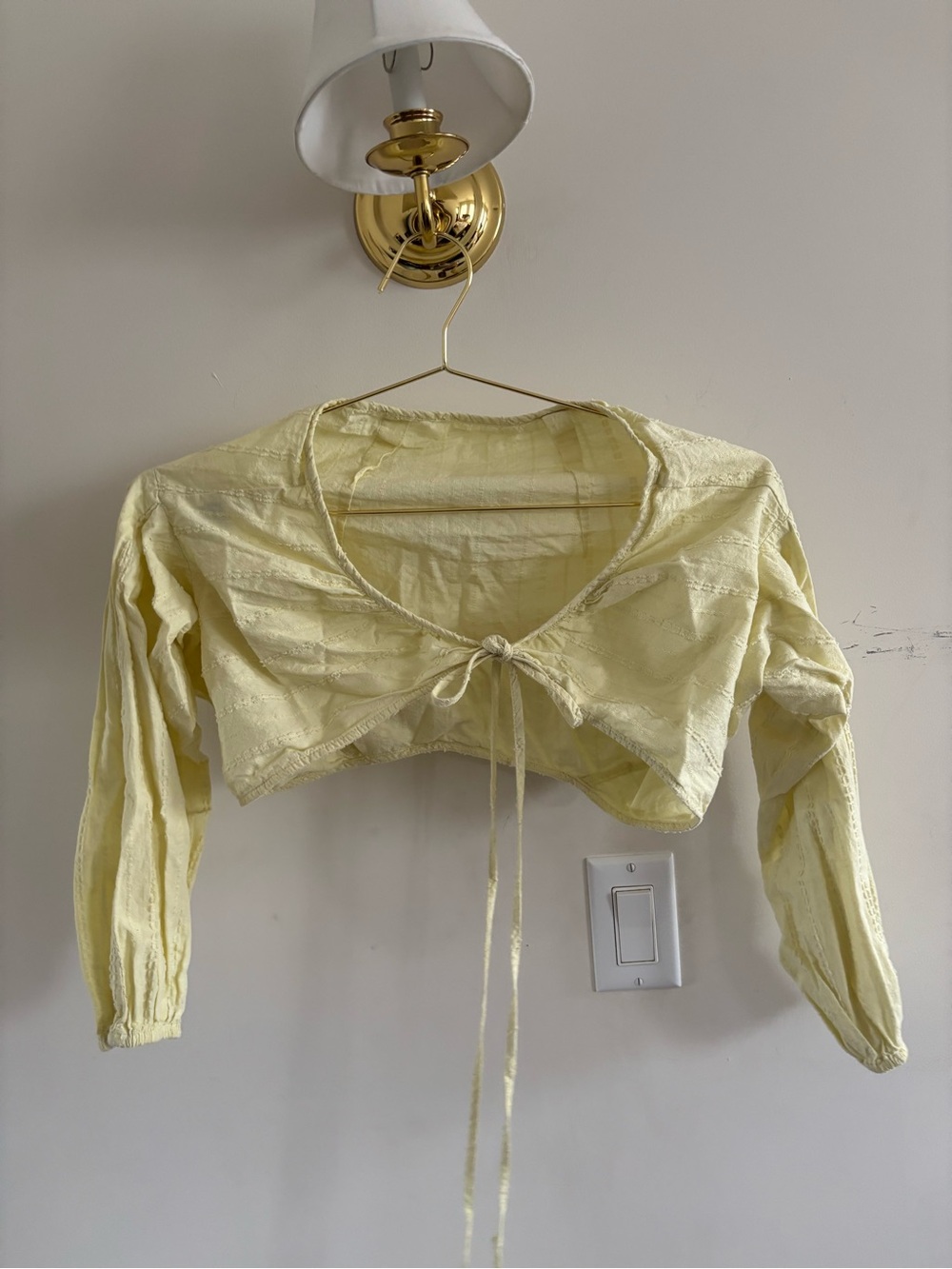 CIDER M Butter Yellow Tie Front Cropped Bolero Shrug Top